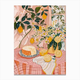 Pink Breakfast Food Lemon Cake 2 Canvas Print