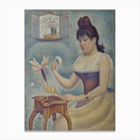 Portrait Of A Young Woman Powdering Herself, Georges Seurat Canvas Print