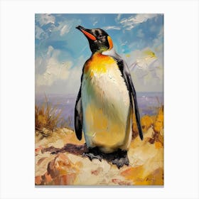 African Penguin Sea Lion Island Oil Painting 2 Canvas Print