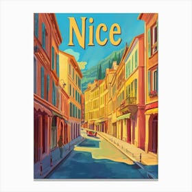 Aihrgdesign A Retro Travel Poster For Nice 3 Canvas Print