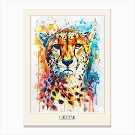 Cheetah Colourful Watercolour 1 Poster Canvas Print
