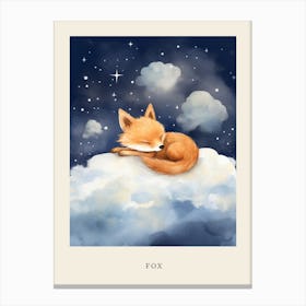 Baby Fox 4 Sleeping In The Clouds Nursery Poster Canvas Print