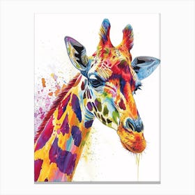 Watercolour Rainbow Giraffe 2 Canvas Print