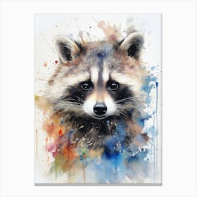 Raccoon Woodland Watercolour 2 Canvas Print