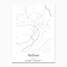 Rethen,Germany Minimalist Map Canvas Print