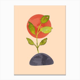 Watercolor Sun Leaf Boho Canvas Print