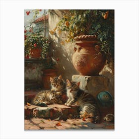 Kittens On The Steps Of A Palace 1 Canvas Print