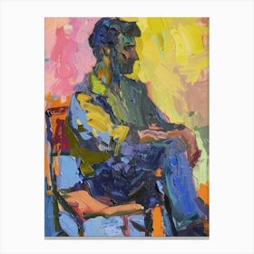 Portrait Of A Man Sitting In A Chair Canvas Print