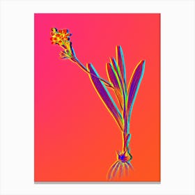 Neon Gladiolus Mucronatus Botanical in Hot Pink and Electric Blue n.0563 Canvas Print