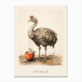 Beatrix Potter Inspired  Animal Watercolour Ostrich Canvas Print
