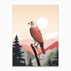 Minimalist Red Tailed Hawk 2 Illustration Canvas Print