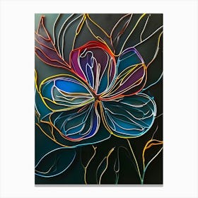 Acrylic Line Flower Art With Special Color Canvas Print