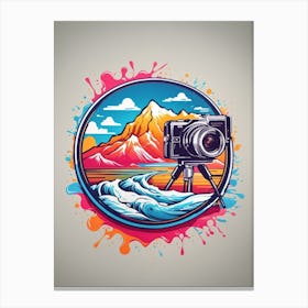 Camera And Mountains Canvas Print