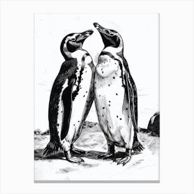 King Penguin Squabbling Over Territory 3 Canvas Print