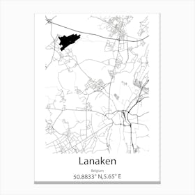 Lanaken,Belgium Minimalist Map Canvas Print