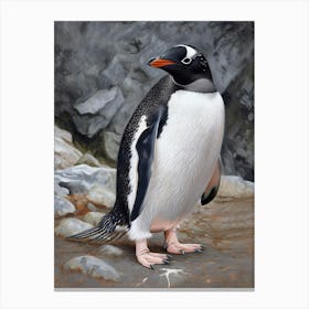 Adlie Penguin Ross Island Oil Painting 3 Canvas Print