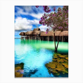 Thatched Hut On The Beach Canvas Print