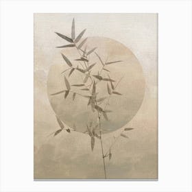 Beige Japadi Scandi Bamboo Tree Artwork Japanese Fine Art Painting Canvas Print
