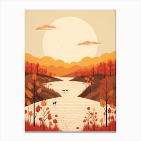 Autumn , Fall, Landscape, Inspired By National Park in the USA, Lake, Great Lakes, Boho, Beach, Minimalist Canvas Print, Travel Poster, Autumn Decor, Fall Decor 9 Canvas Print