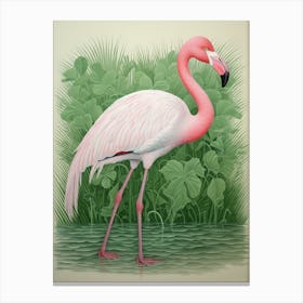 Ohara Koson Inspired Bird Painting Flamingo 1 Canvas Print