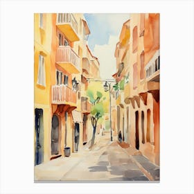Cagliari, Italy Watercolour Streets 4 Canvas Print