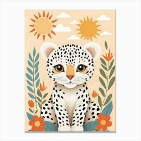 Floral Cute Baby Leopard Nursery Illustration (2) Canvas Print