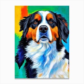 Bernese Mountain Dog Fauvist Style dog Canvas Print