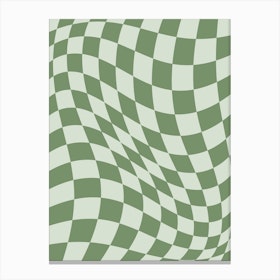 Warped Checker Muted Green Canvas Print