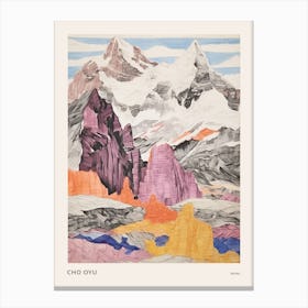 Cho Oyu Nepal 1 Colourful Mountain Illustration Poster Canvas Print