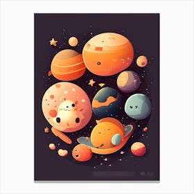 Kuiper Belt Kawaii Kids Space Canvas Print