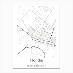 Floridia,Italy Minimalist Map Canvas Print