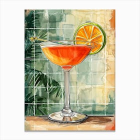 Fruity Tropical Cocktail Illustration Canvas Print