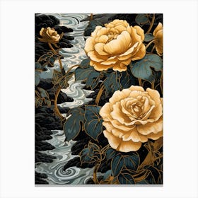 Roses In Water Canvas Print