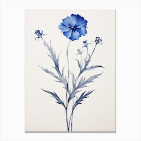 Blue Botanical Cornflower 2 Canvas Print