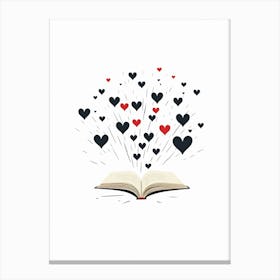Minimalist Clipart Style Heart Open Book 2 Canvas Print
