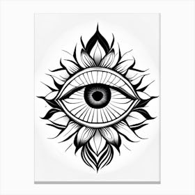 The Ajna Chakra, Symbol, Third Eye Simple Black & White Illustration 1 Canvas Print
