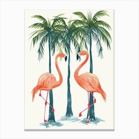 Chilean Flamingo Palm Trees Minimalist Illustration 3 Canvas Print