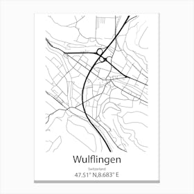 Wulflingen,Switzerland Minimalist Map Canvas Print