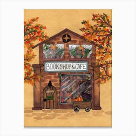 Cozy Book Cafe and Shop Canvas Print