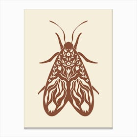 Folk Art Moth 02 - Red Brown Canvas Print