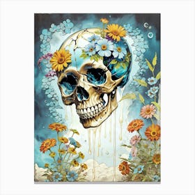 Surrealist Floral Skull Painting (39) Canvas Print