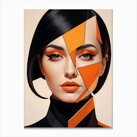 Woman Portrait Minimalism Geometric Pop Art (17) Canvas Print