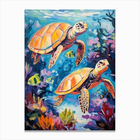 Colourful Sea Turtles 1 Canvas Print