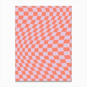 Checkerboard Twist Lilac And Orange Canvas Print