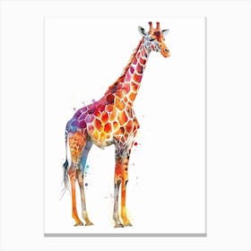 Giraffe Geometric Watercolour Pattern 2 Canvas Print