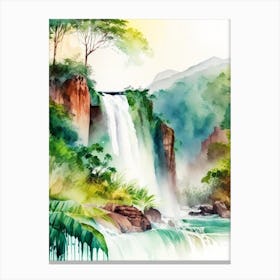 Iguacu Falls Of The North, Brazil Water Colour  (3) Canvas Print