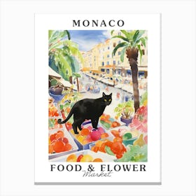 Food Market With Cats In Monaco 1 Poster Canvas Print