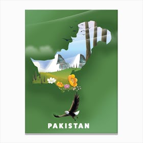 Pakistan Travel map Canvas Print