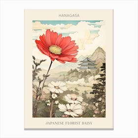 Hanagasa Japanese Florist Daisy 2 Japanese Botanical Illustration Poster Canvas Print