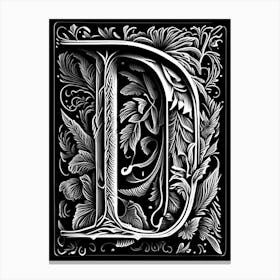 D, Letter, Alphabet Linocut 2 Canvas Print